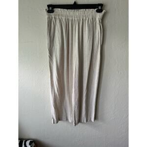 Women's Wide Leg Linen Blend Pants with Elastic Waistband Size M
